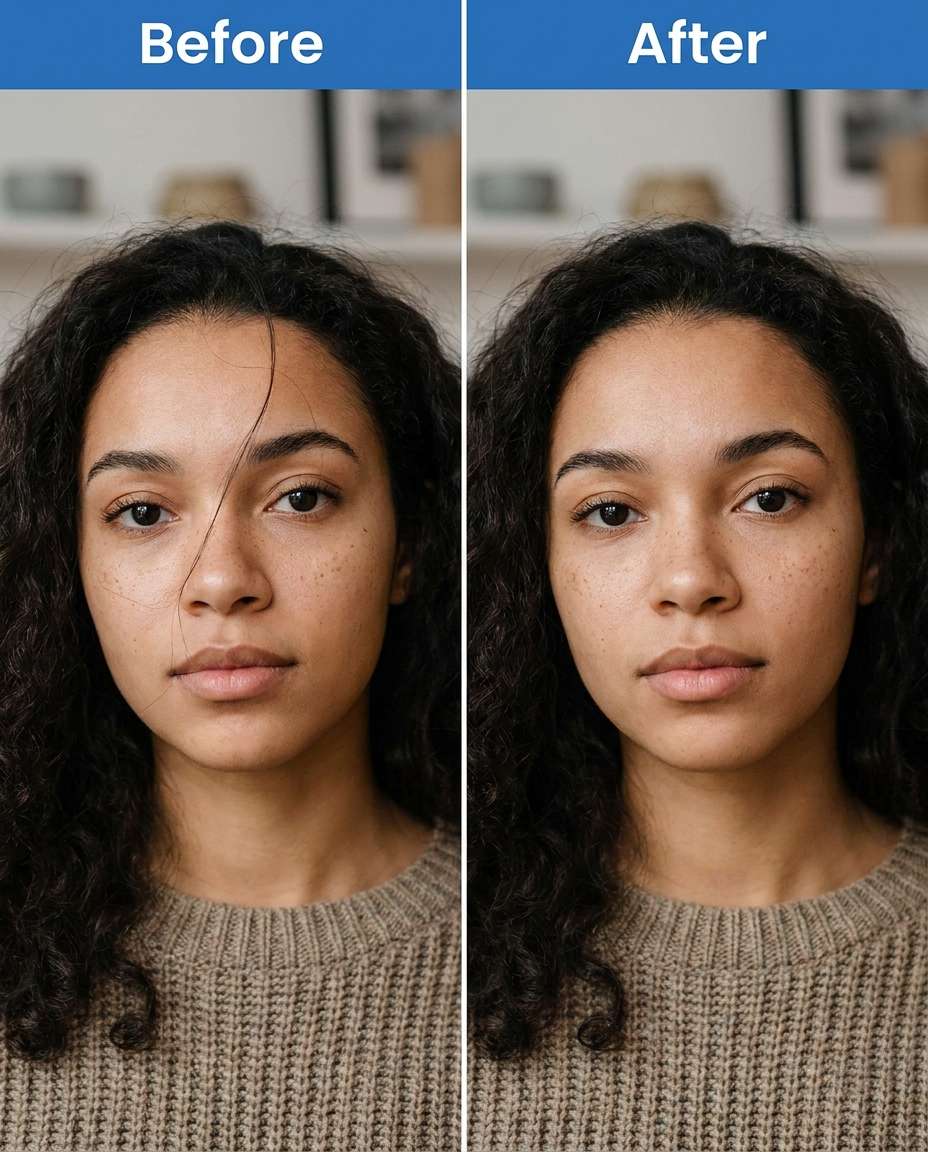 stray hair on face photo