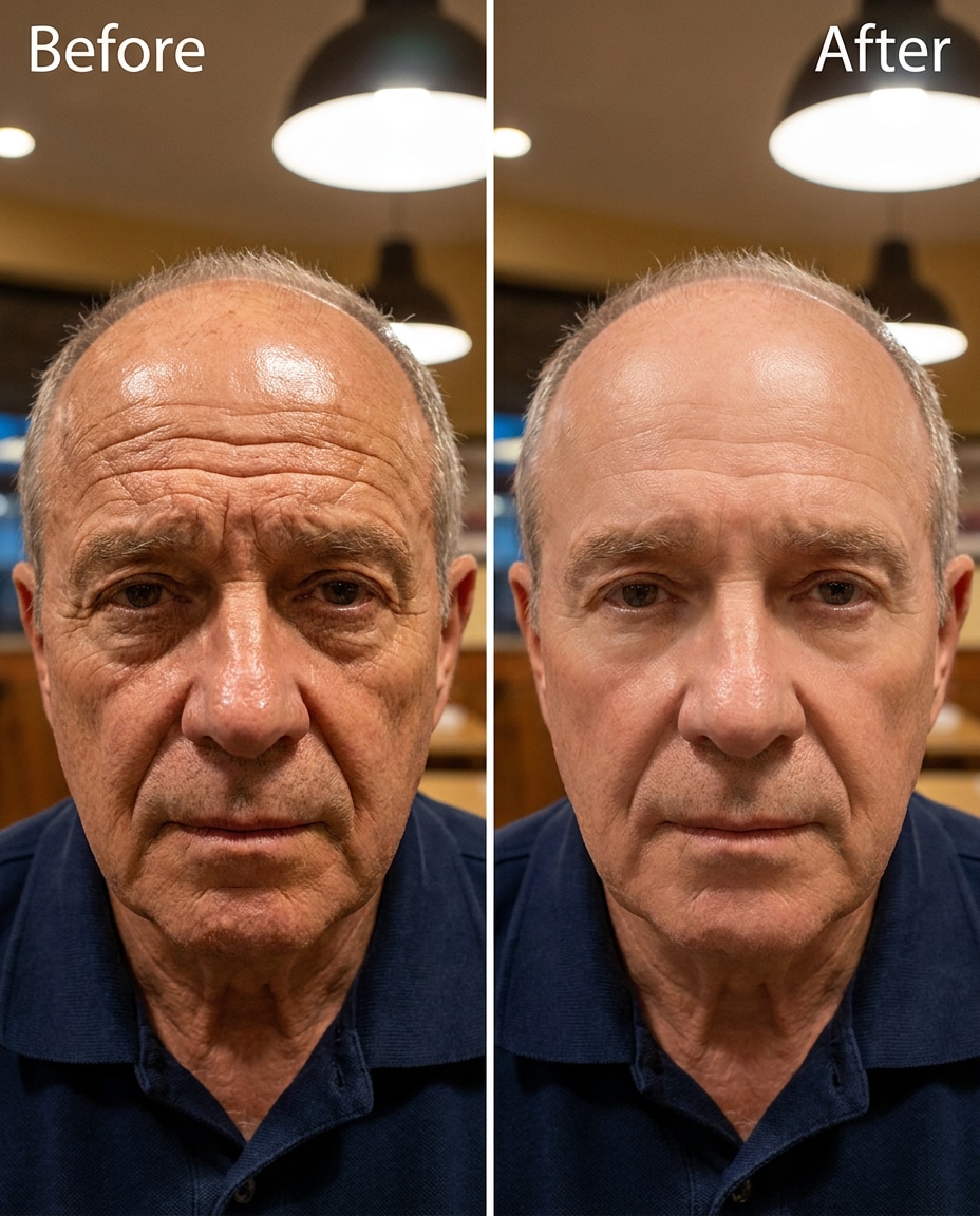 forehead shine lines photo