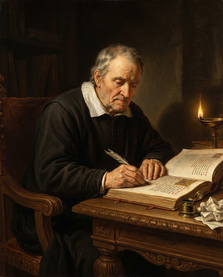 scholar with manuscript photo