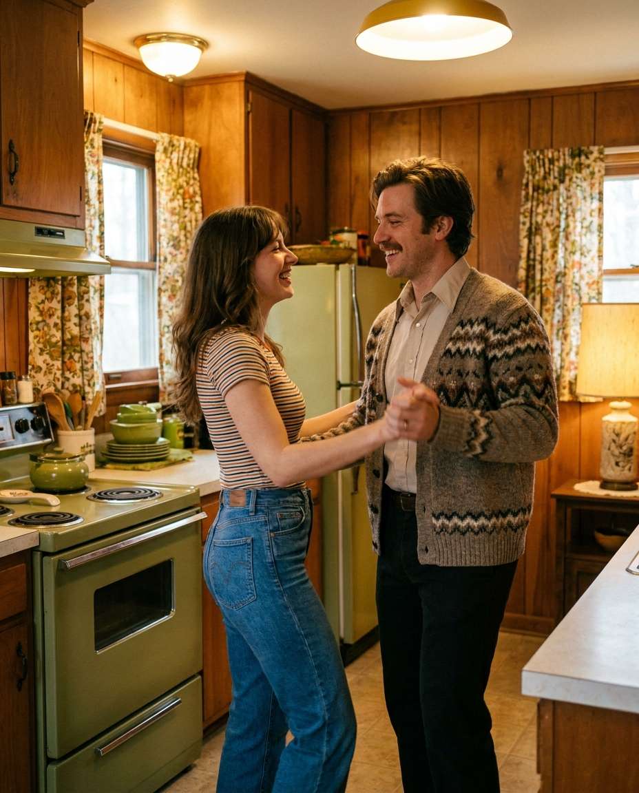 70s kitchen dance photo