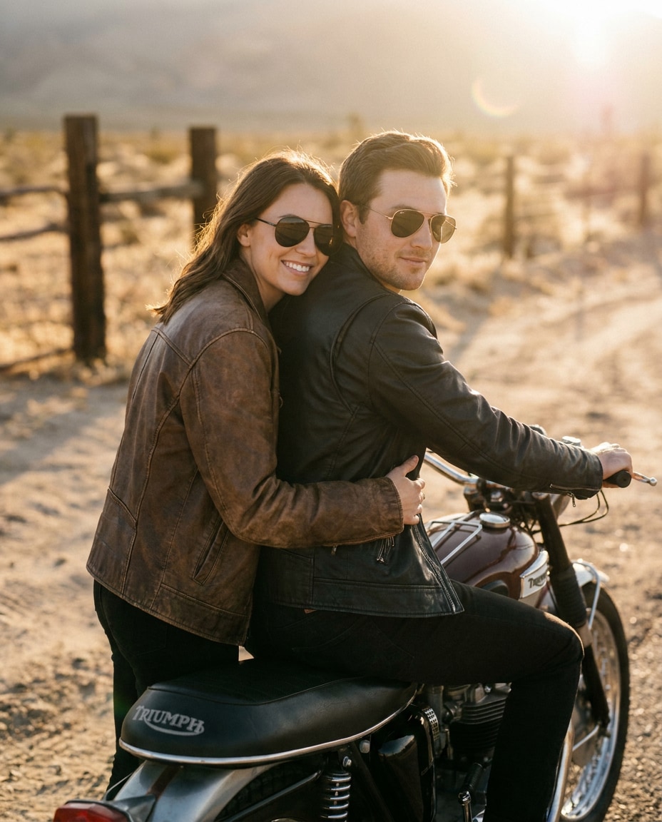 sunset motorcycle ride photo