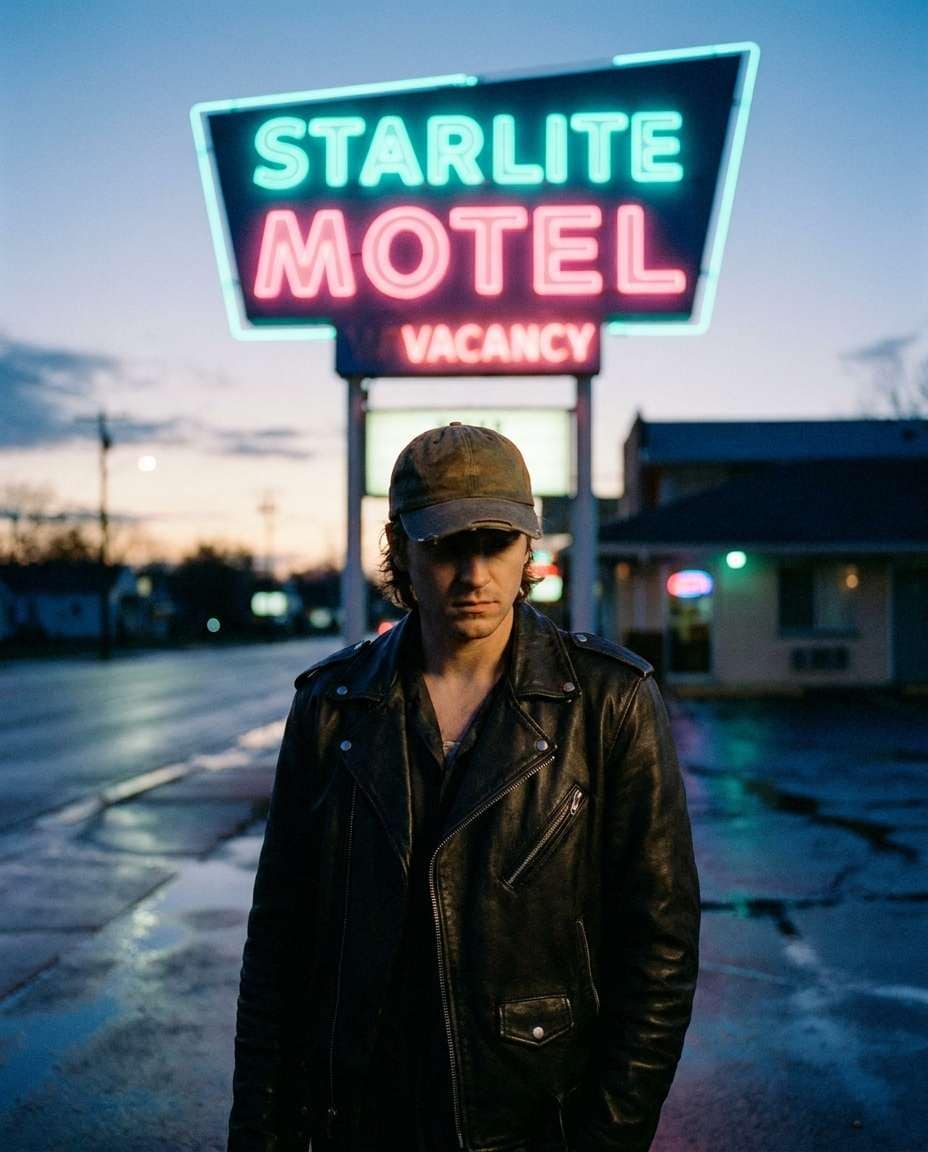 neon motel portrait photo