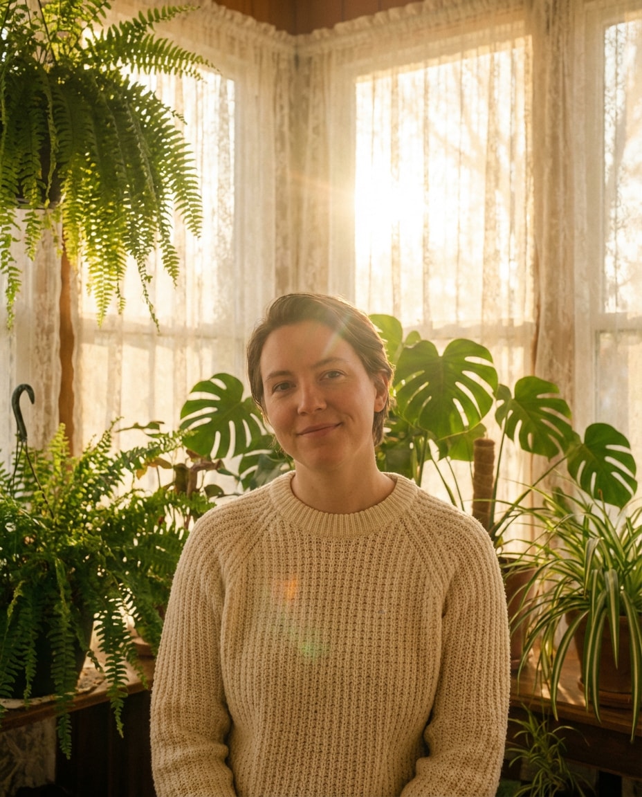 70s sunroom portrait photo