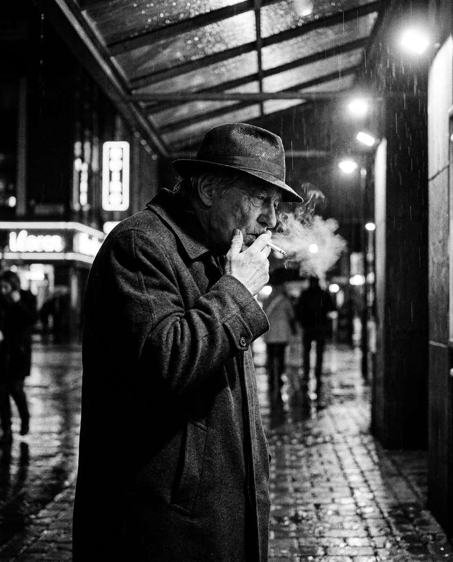 black and white street photo