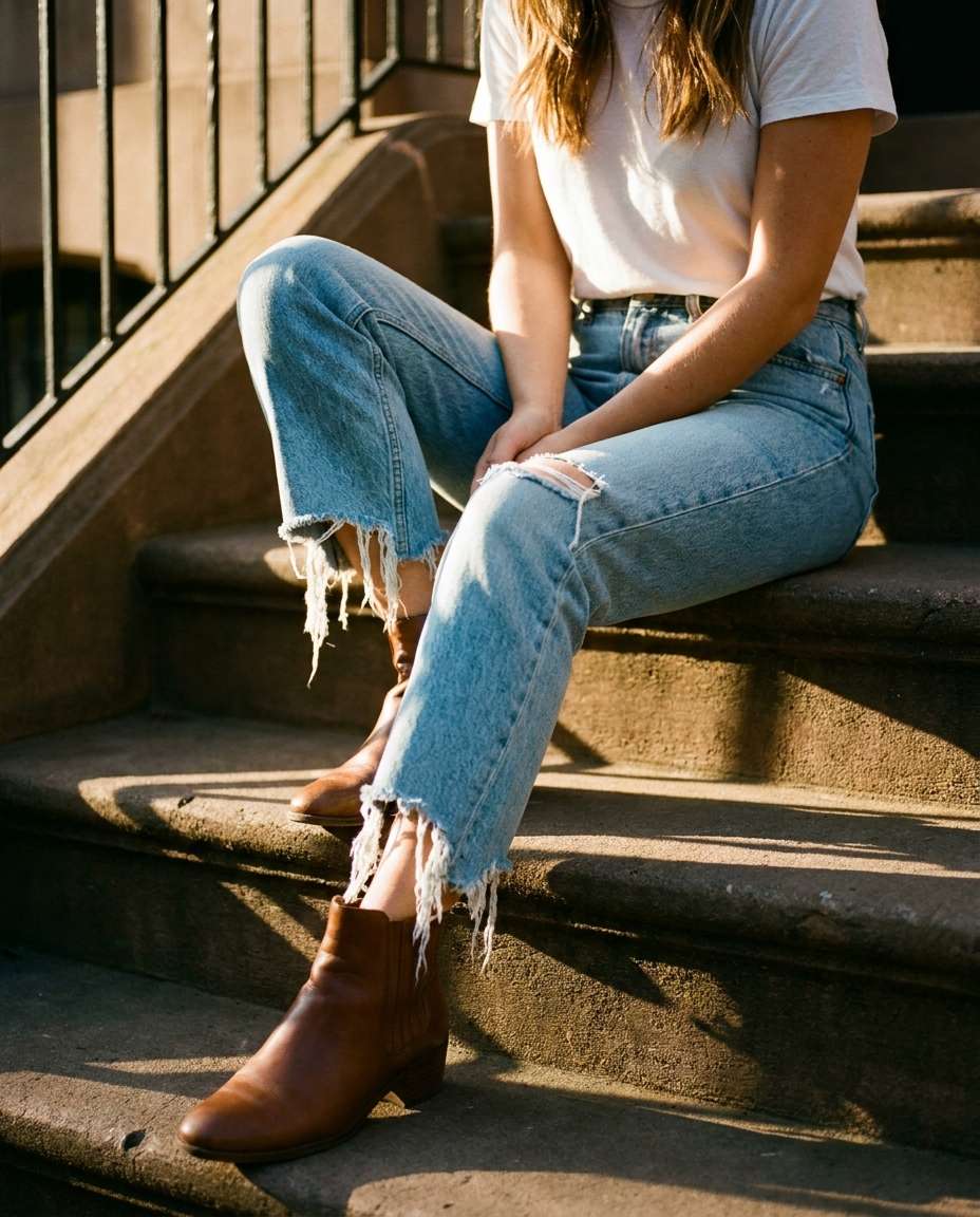 frayed hem detail photo