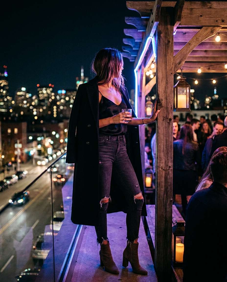 rooftop night lights photo