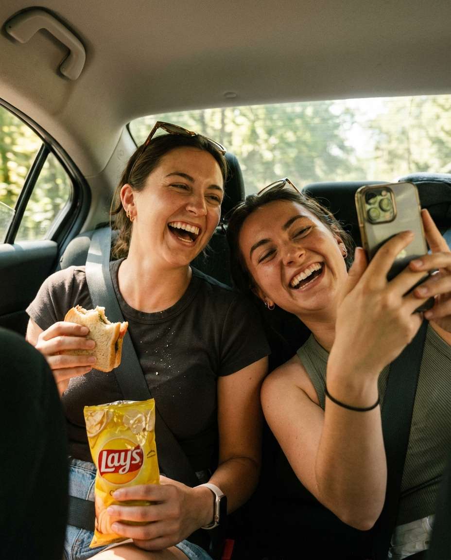 backseat candid friends photo