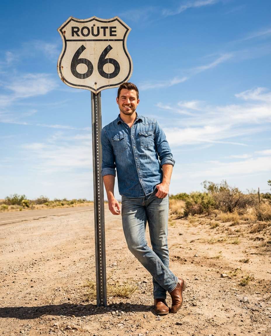 classic route sign pose photo