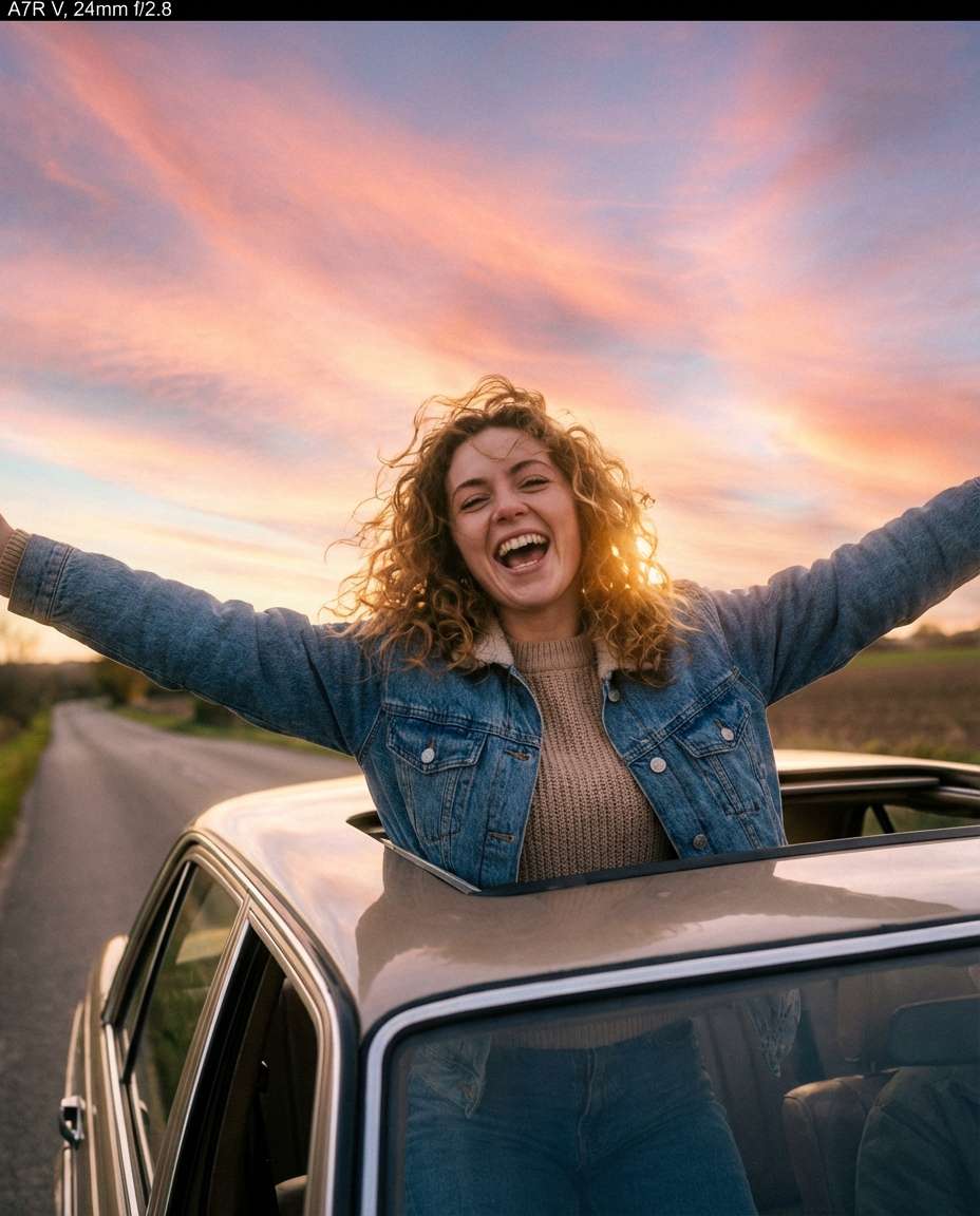 sunroof sky laugh photo