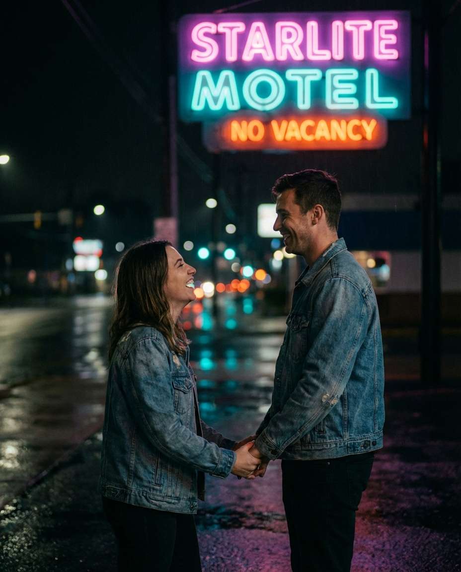 neon motel night photo