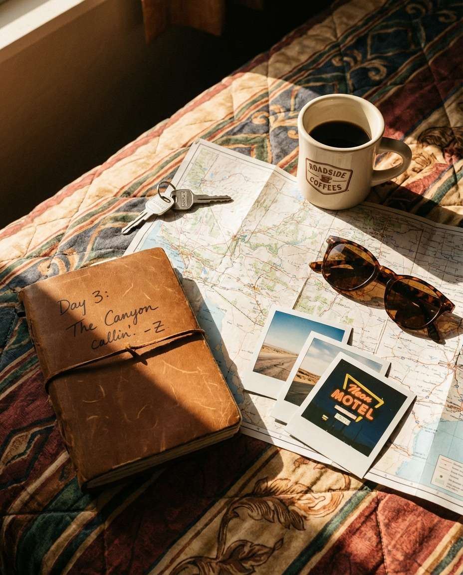 travel flat lay details photo