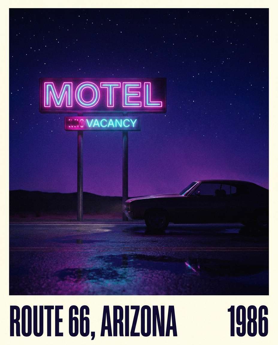 neon motel night photo