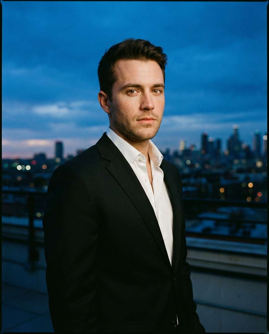 blue hour city glow photo