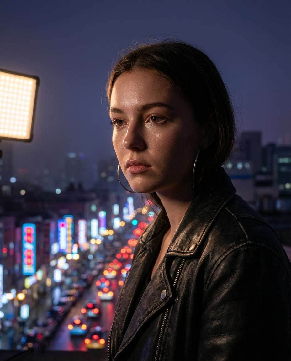 neon night bokeh photo