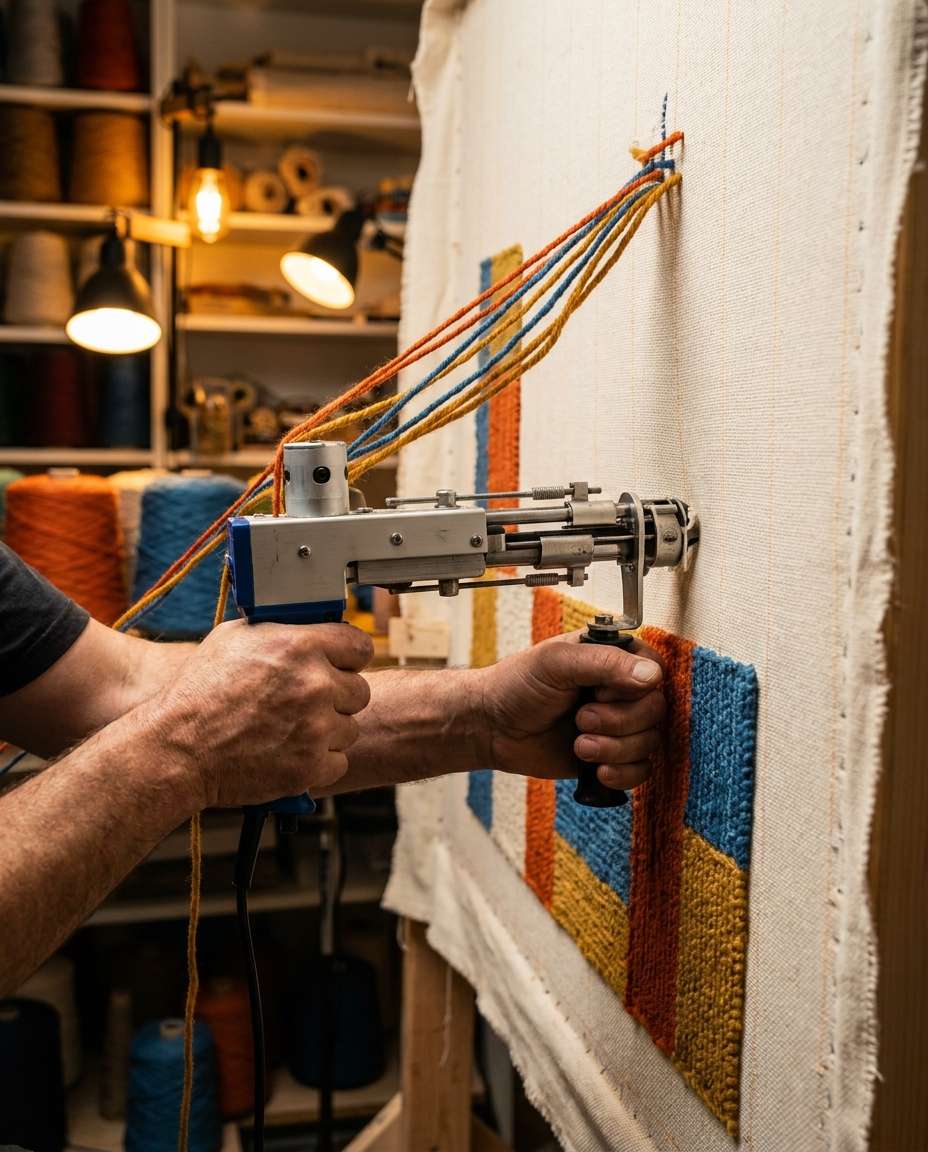 hands tufting process photo