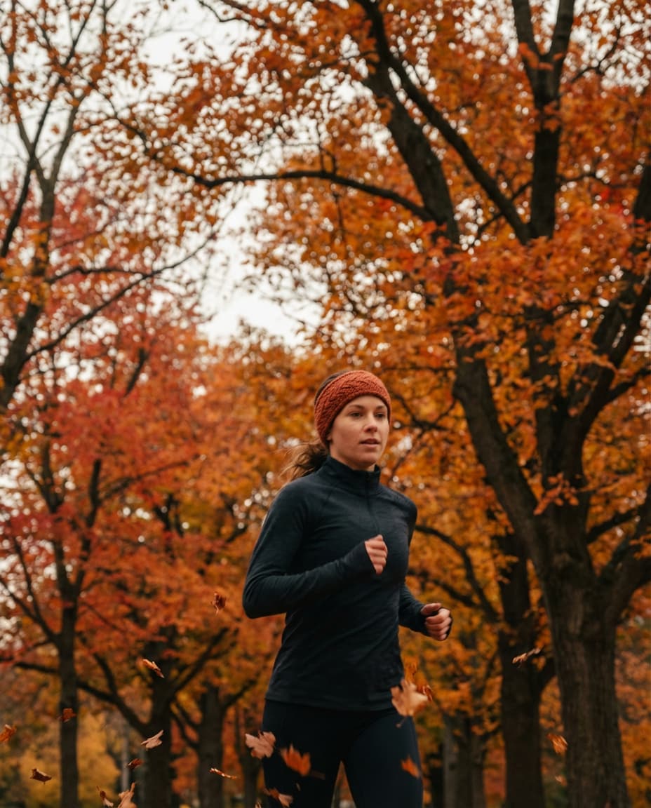 autumn leaves run photo