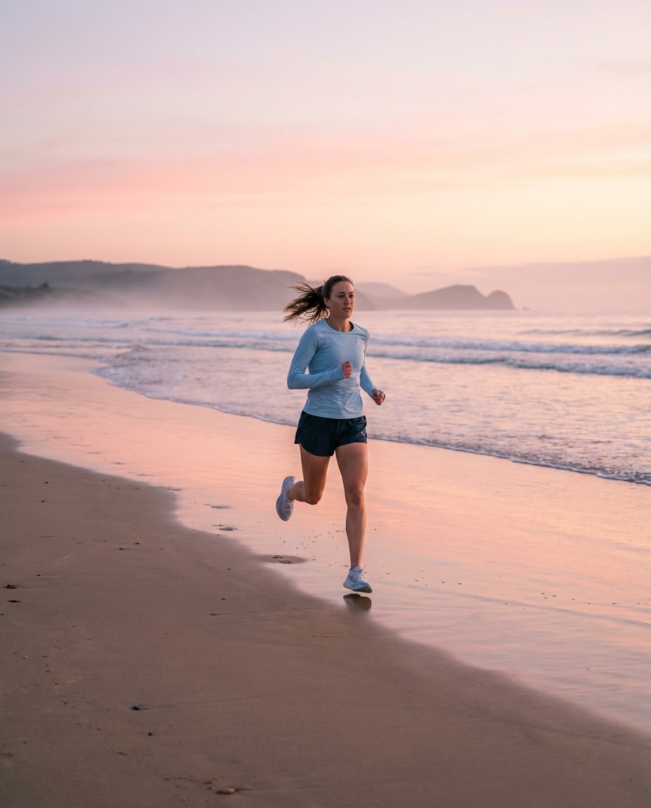 beach sunrise stride photo