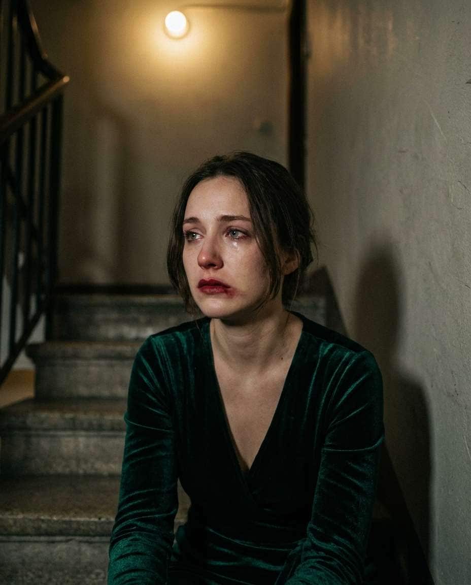 smudged red lipstick photo