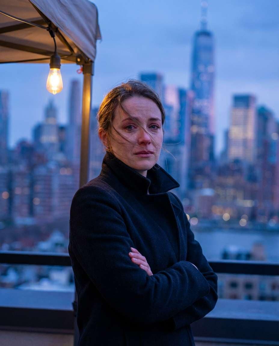 blue hour rooftop photo