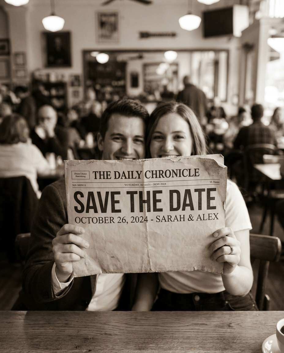 vintage newspaper announcement photo