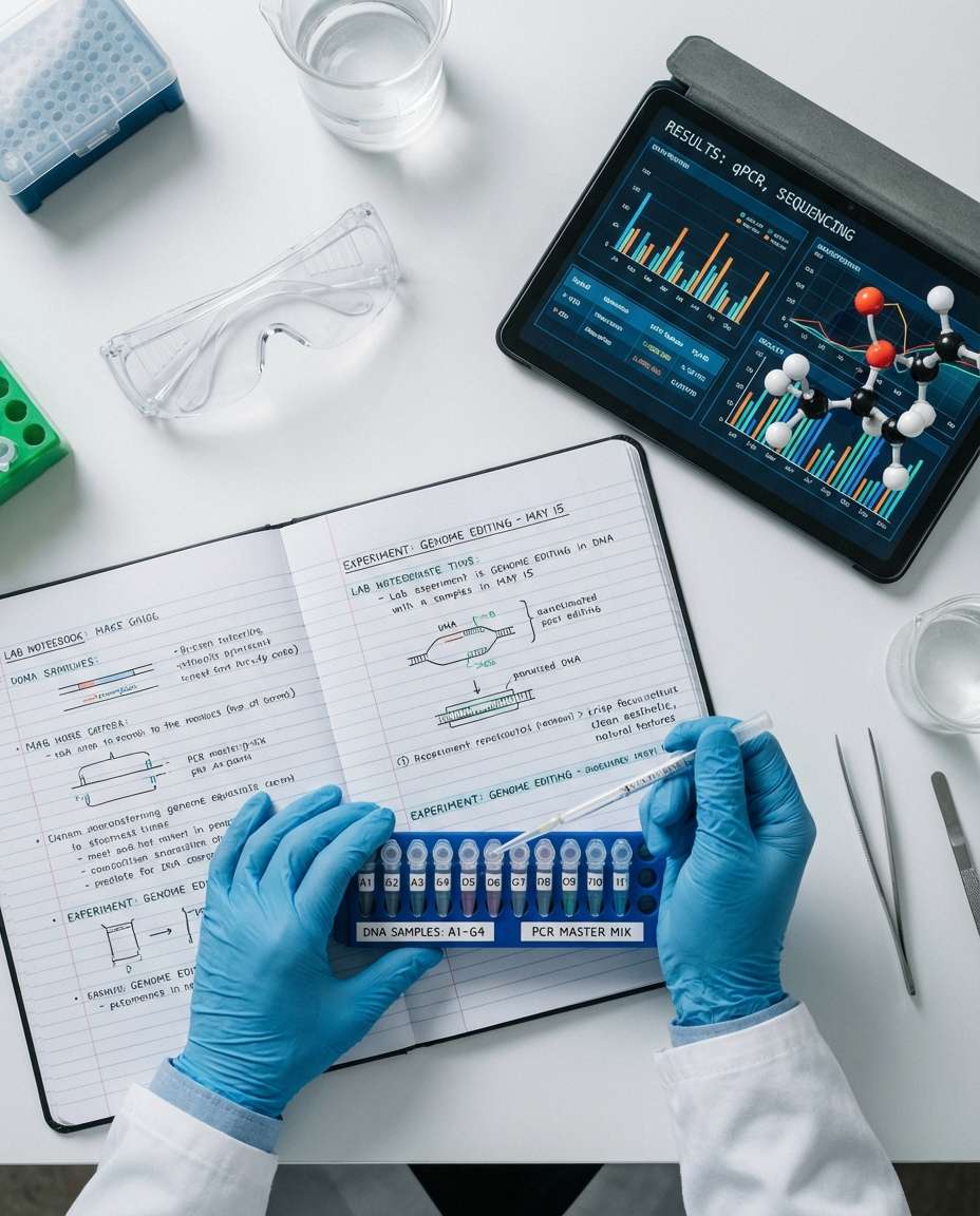 research flat lay photo