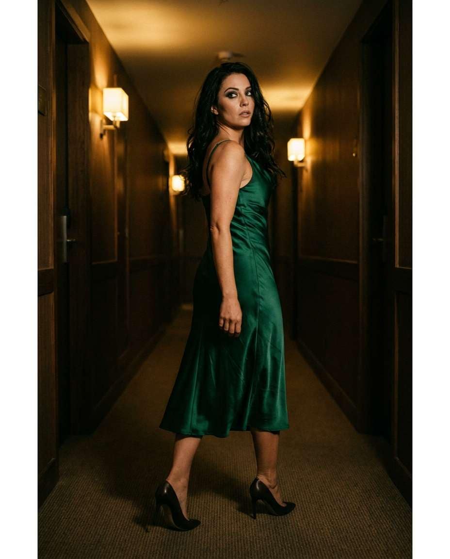 dim hotel hallway photo