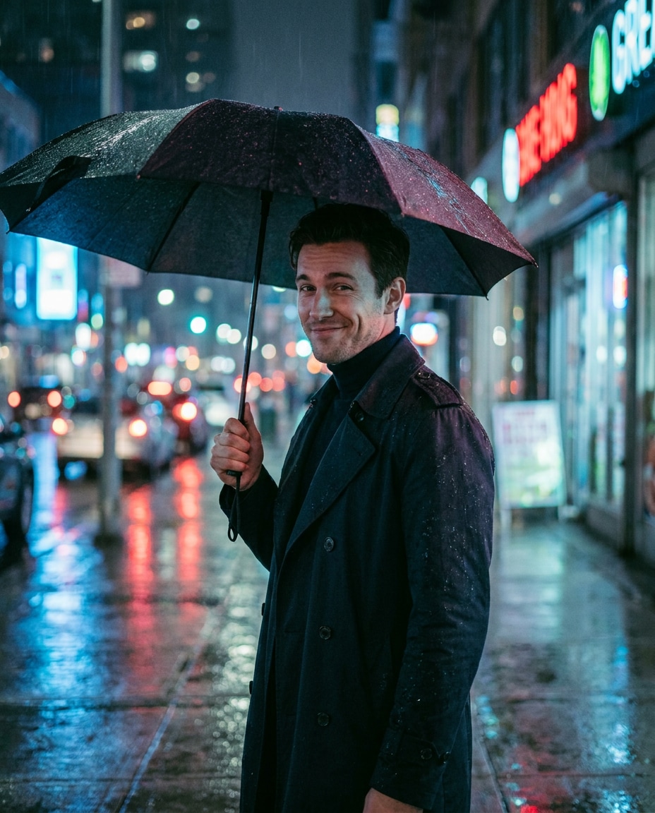rainy street flirt photo