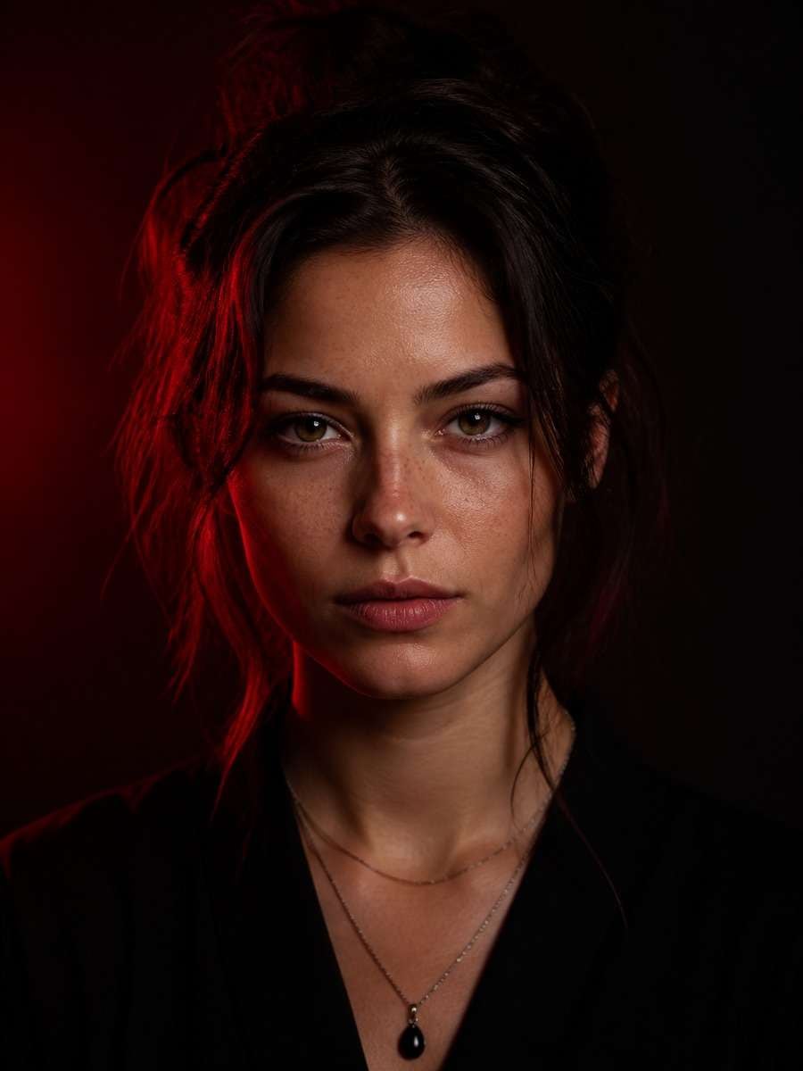 Shadow Portrait With Red Accent Light photo