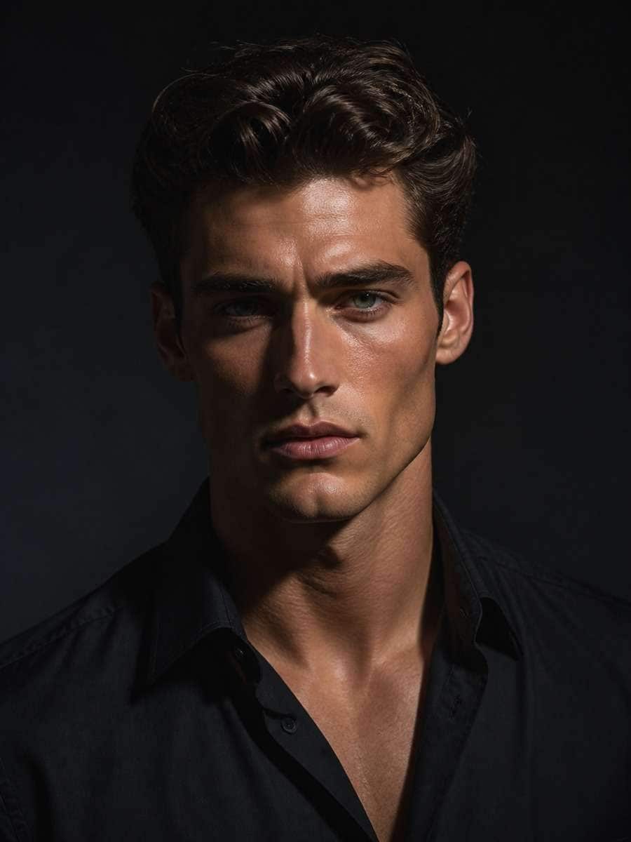 Shadow Portrait With Strong Jawline Light photo