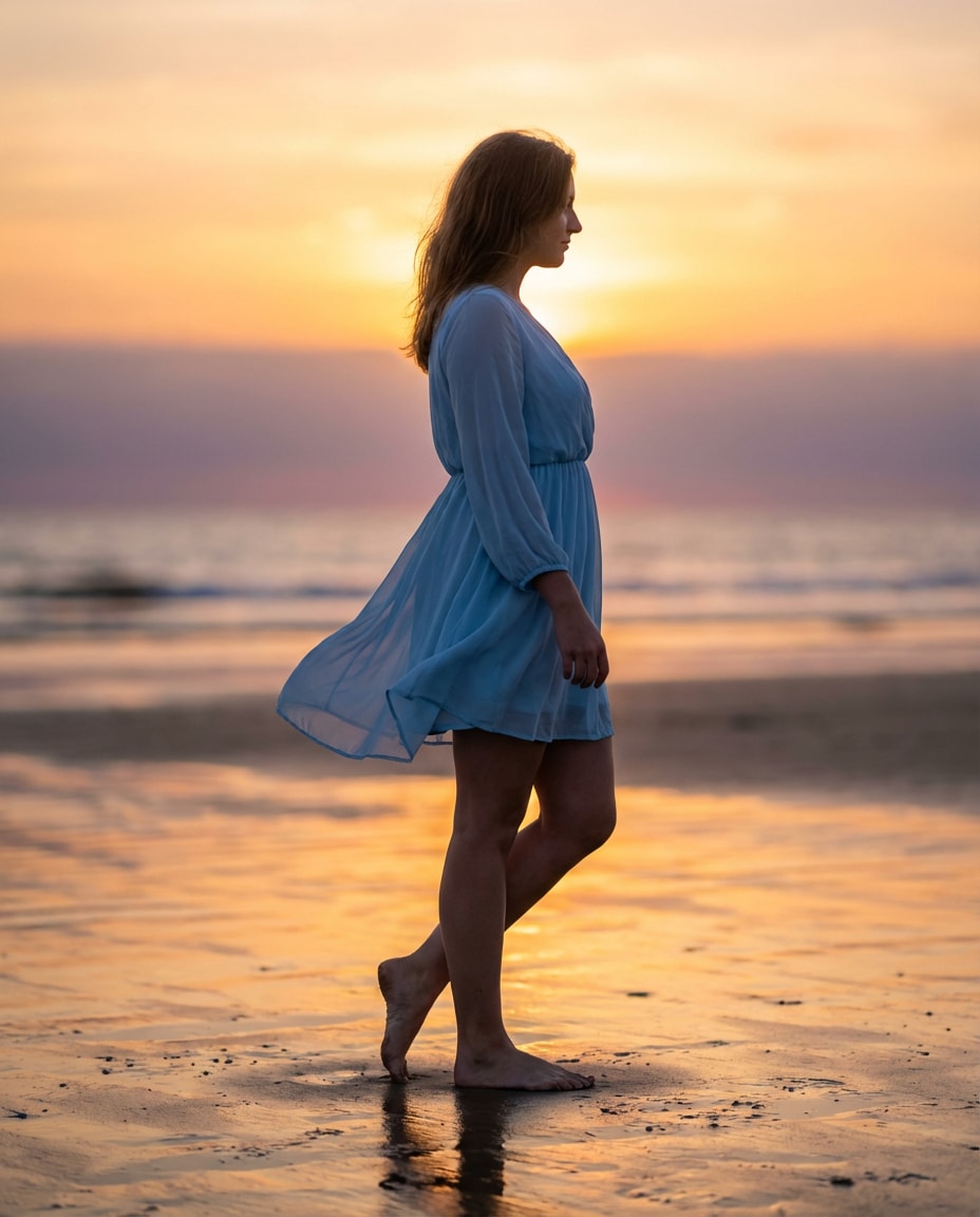 sunset beach walk photo