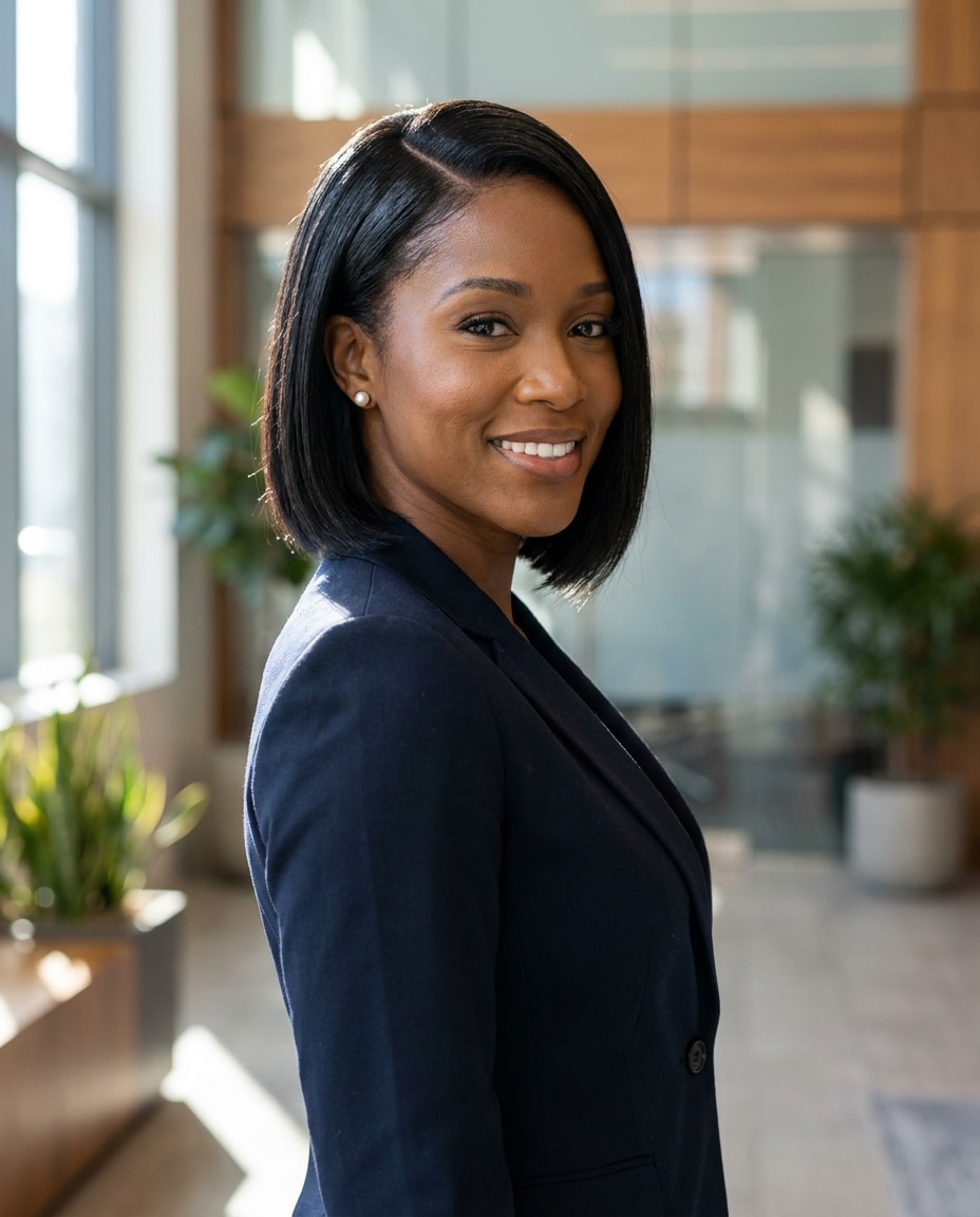sideparted sleek bob photo