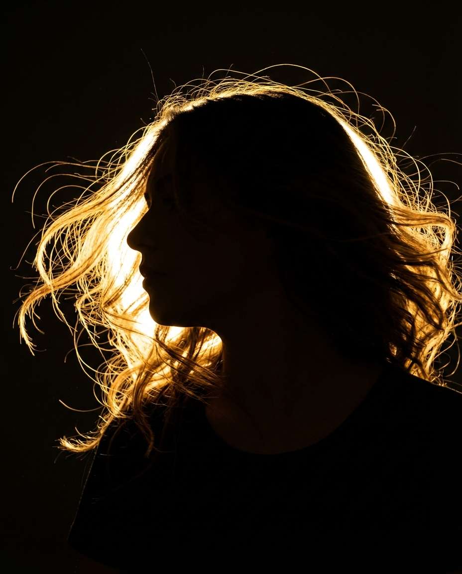 backlit hair flip photo