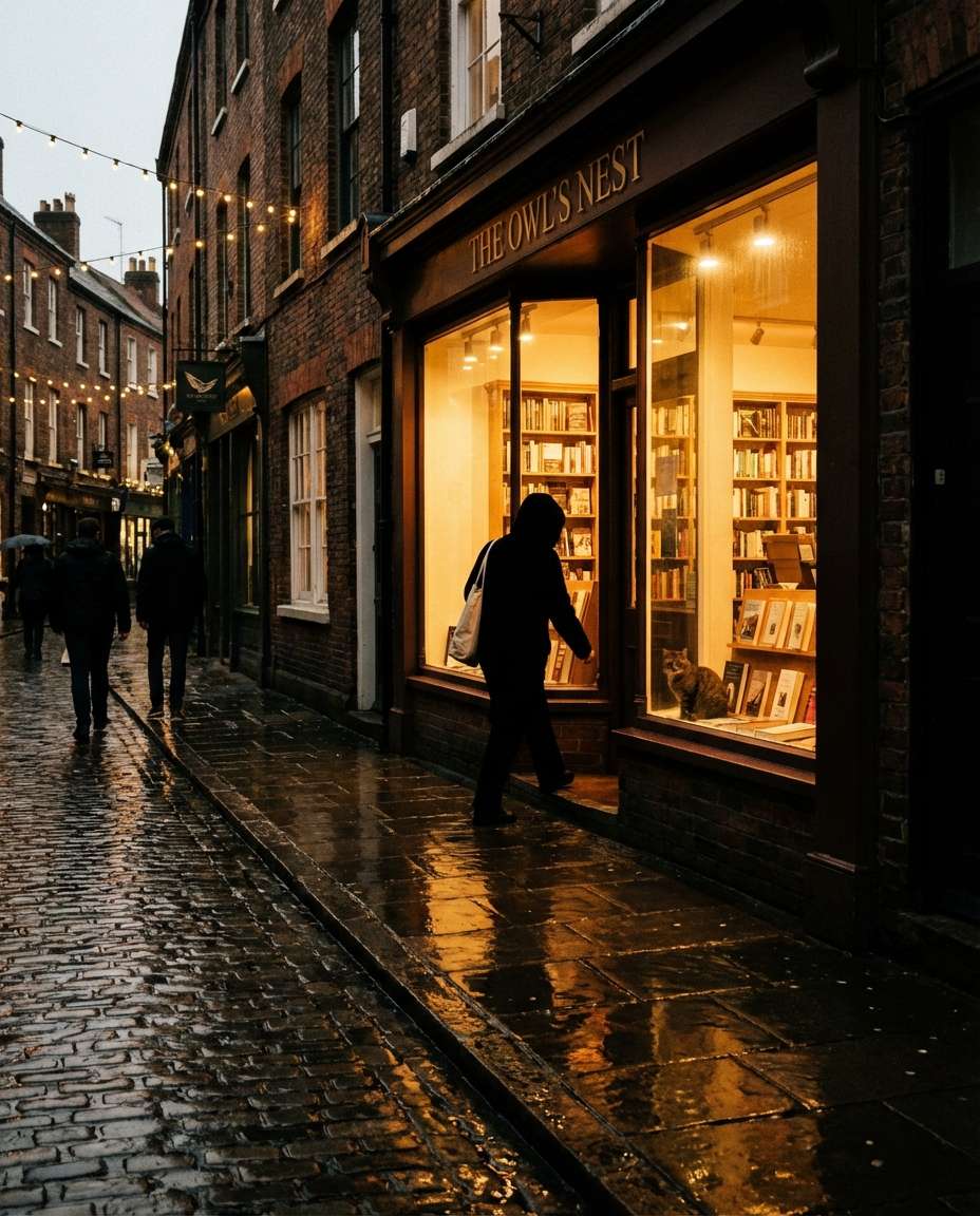 bookstore door glow photo