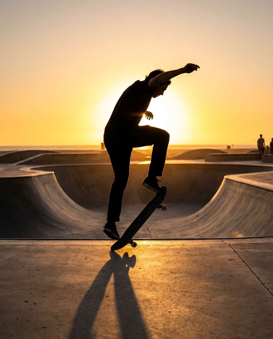 skatepark kickflip photo