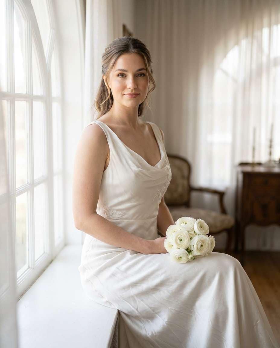 pearl white bridal vibe photo
