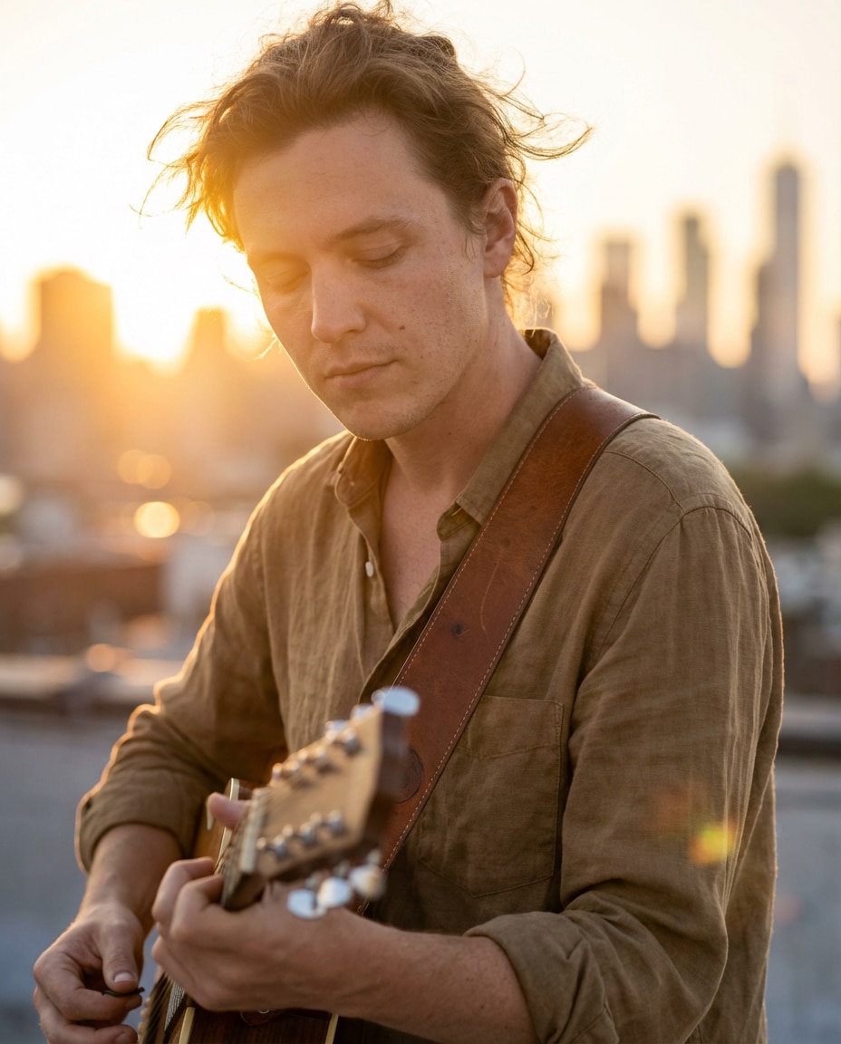 golden hour rooftop photo