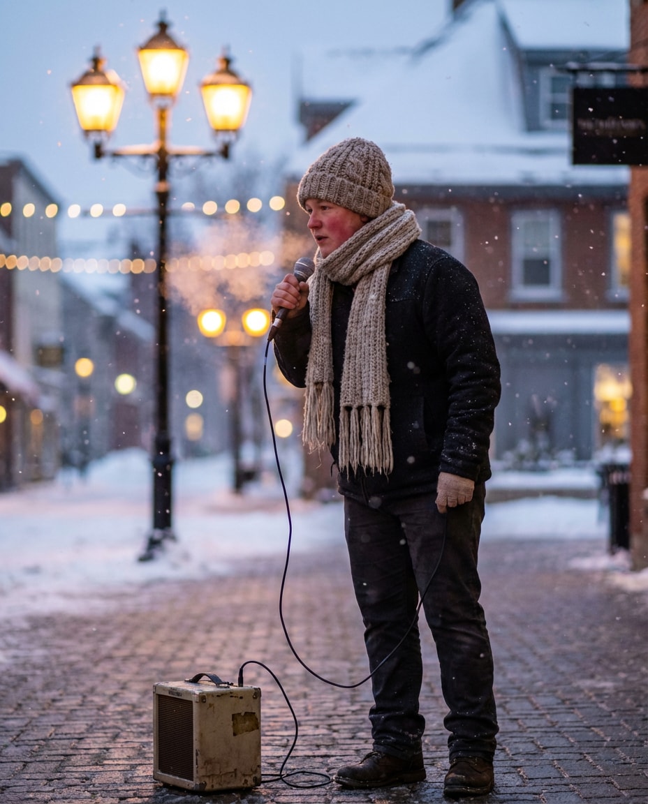 snowy street performance photo