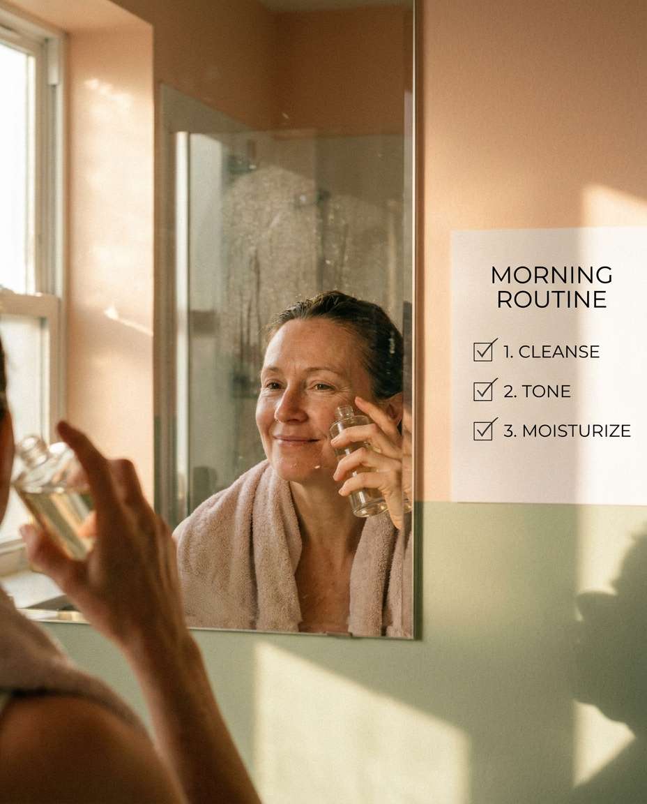 morning routine mirror photo