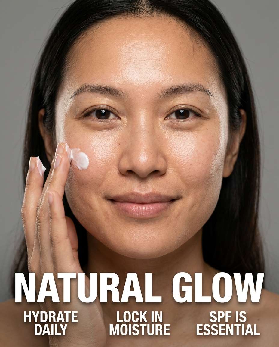 applying moisturizer closeup photo