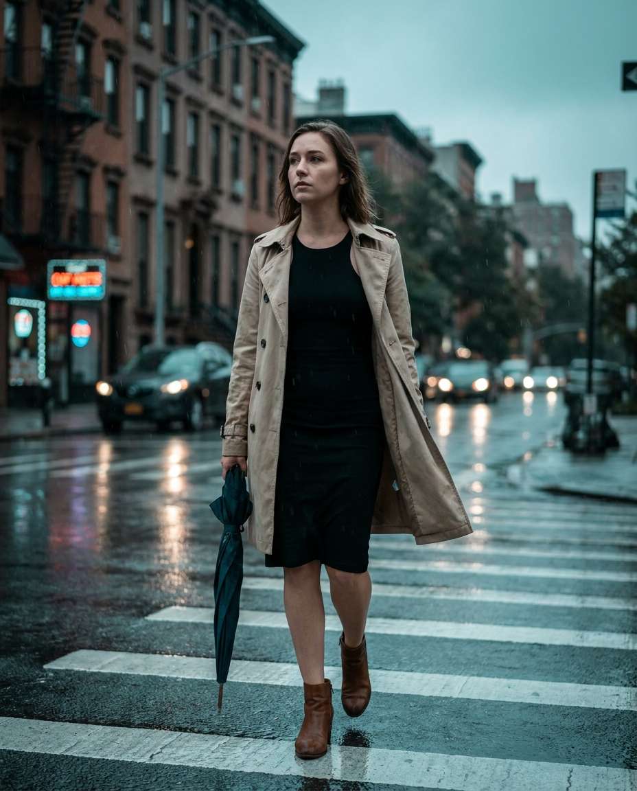 city rain trench layer photo