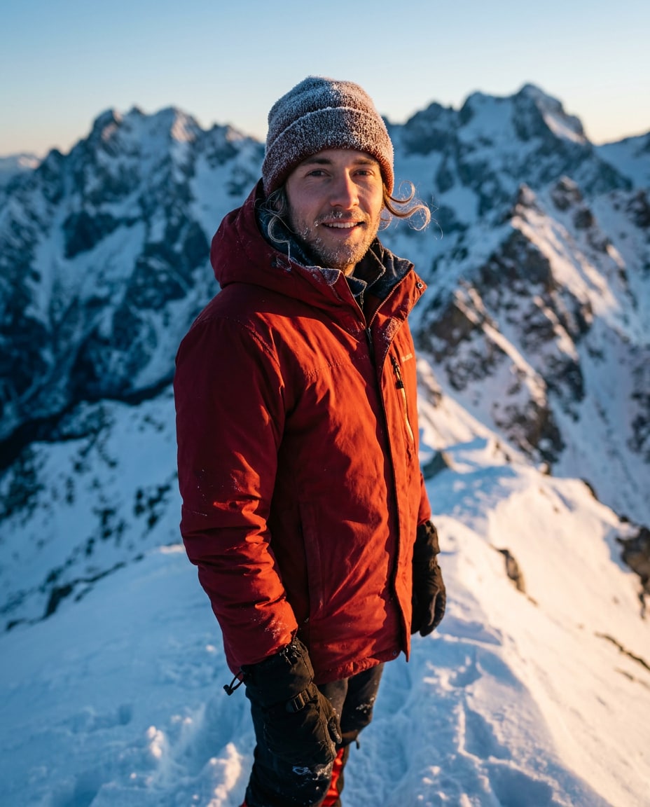 alpenglow hiker portrait photo