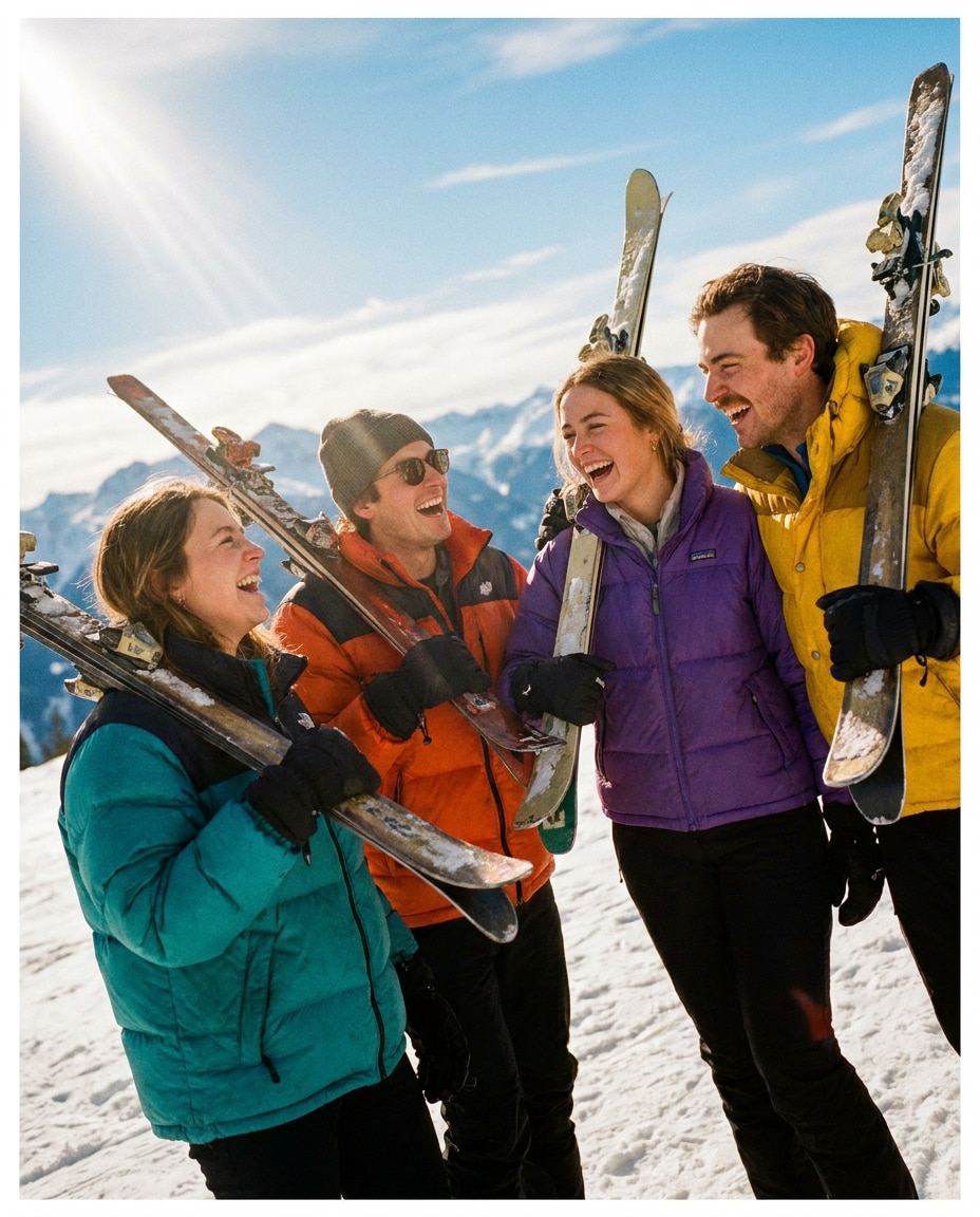 vintage film ski trip photo