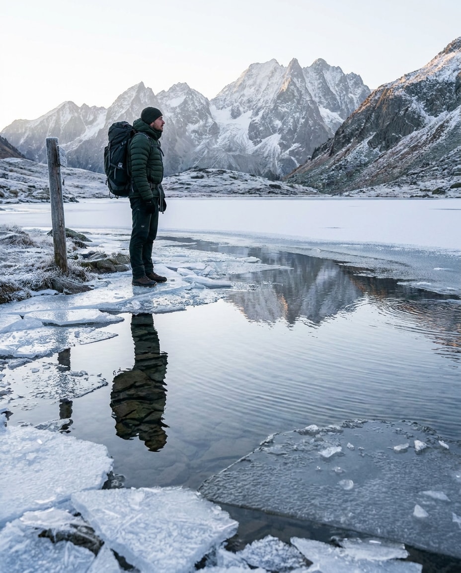 alpine lake reflection photo
