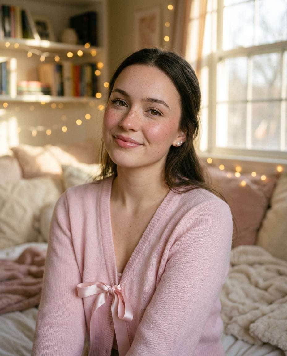 ribbon cardigan portrait photo