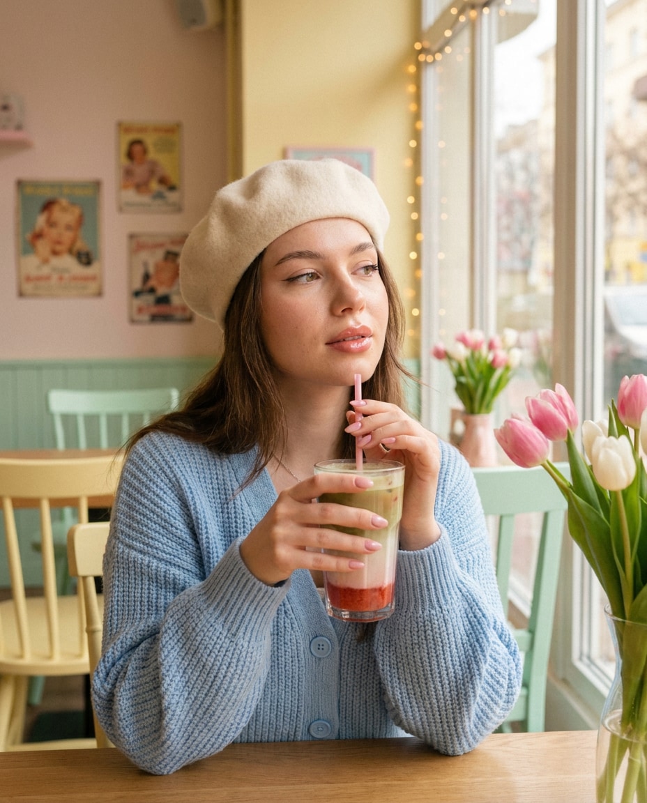 strawberry matcha cafe photo