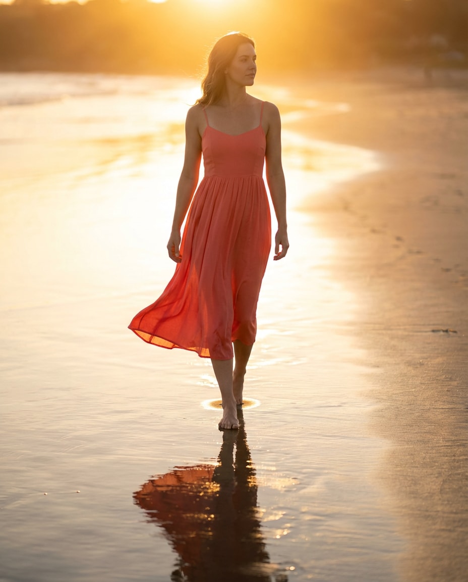 beach sunset glow photo
