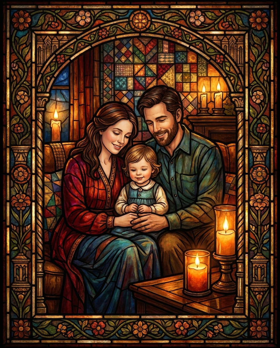 cozy family window photo