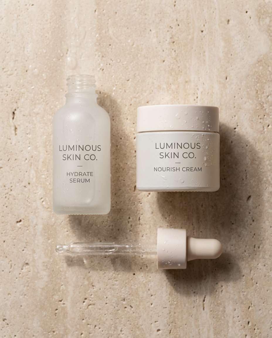 minimal skincare flatlay photo