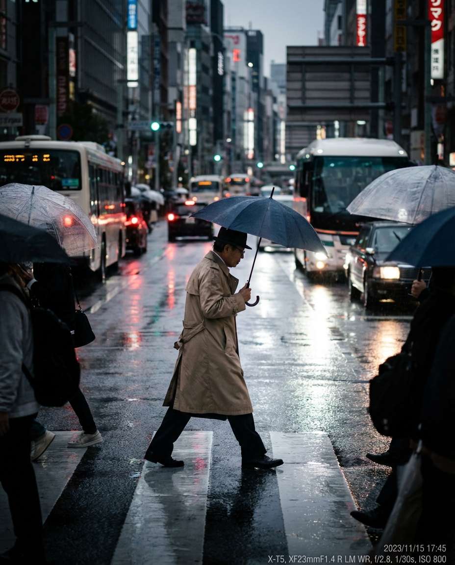 rainy crosswalk motion photo