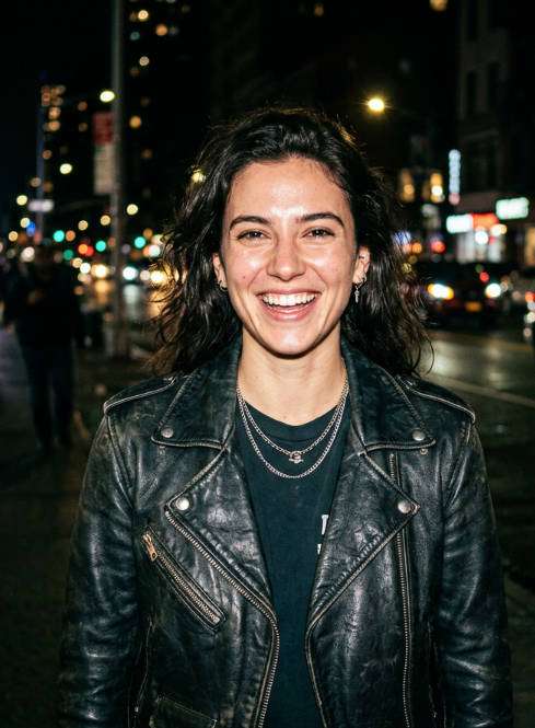 direct flash night portrait photo